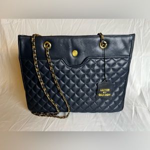 Navy Blue Leather Purse